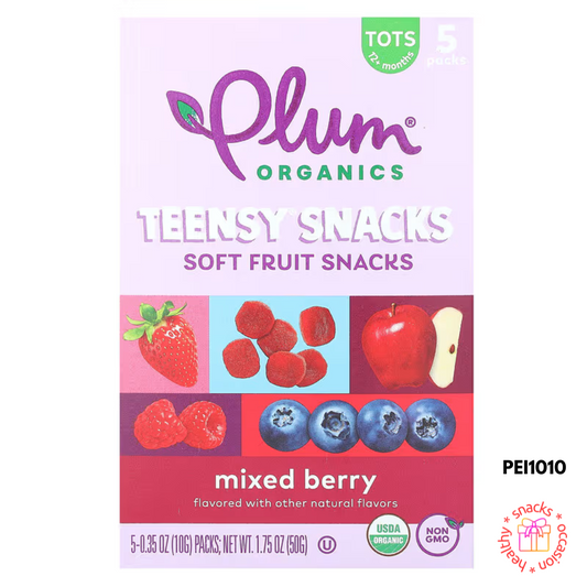 Plum Organics, Teensy Snacks, Soft Fruit Snacks, Tots 12+ Months, Mixed Berry, Set Of 5 Packs