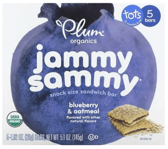 Plum Organics, Jammy Sammy, Snack Size Sandwich Bar, 15 Months & Up, Blueberry & Oatmeal, Set Of 5 Bars - Healthy Gifts Hub