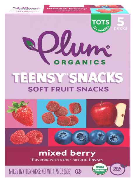 Plum Organics, Teensy Snacks, Soft Fruit Snacks, Tots 12+ Months, Mixed Berry, Set Of 5 Packs - Healthy Gifts Hub