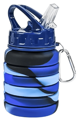 Silicone foldable water bottle (Blue + Black) - Healthy Gifts Hub